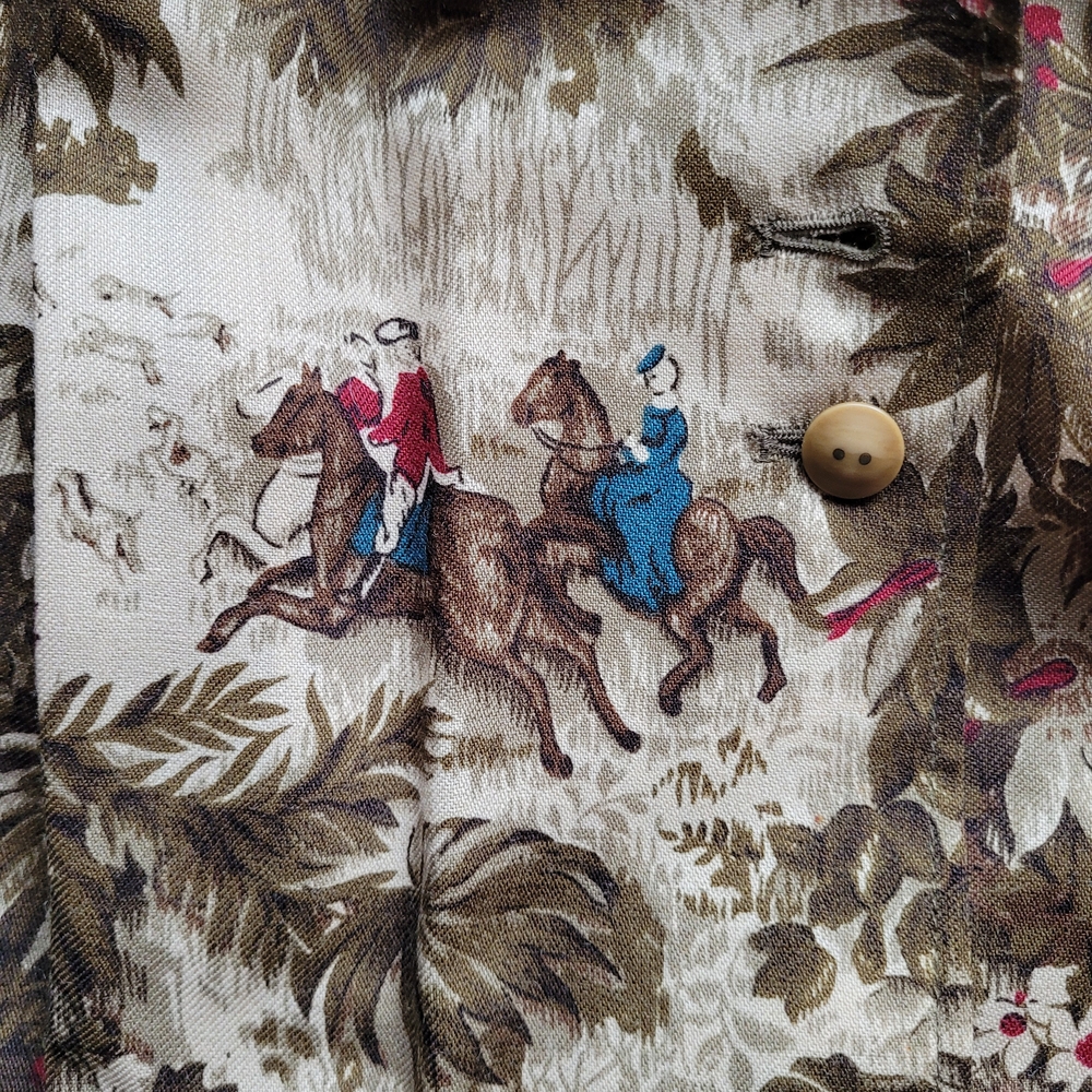 Wool Skirt Vintage Basler Equestrian Fox-hunt Toile Wool Dark Academia Horse